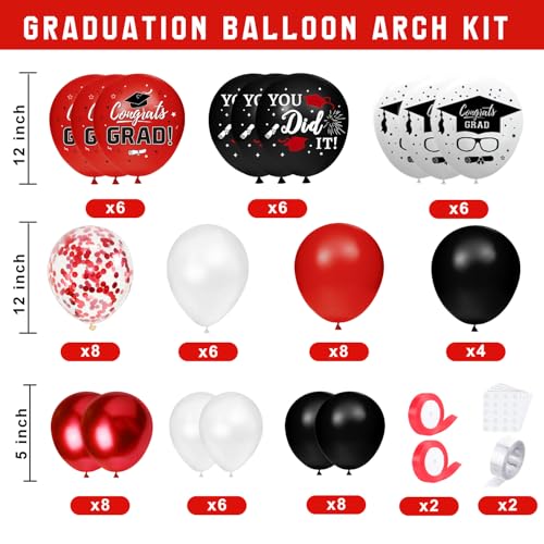 Image of Graduation Decorations Class of 2026 - Red and Black Graduation Decorations - Balloons Boxes with Letters 2026 GRAD So Proud of You, Congrats Grad Party Decorations for Any Grades