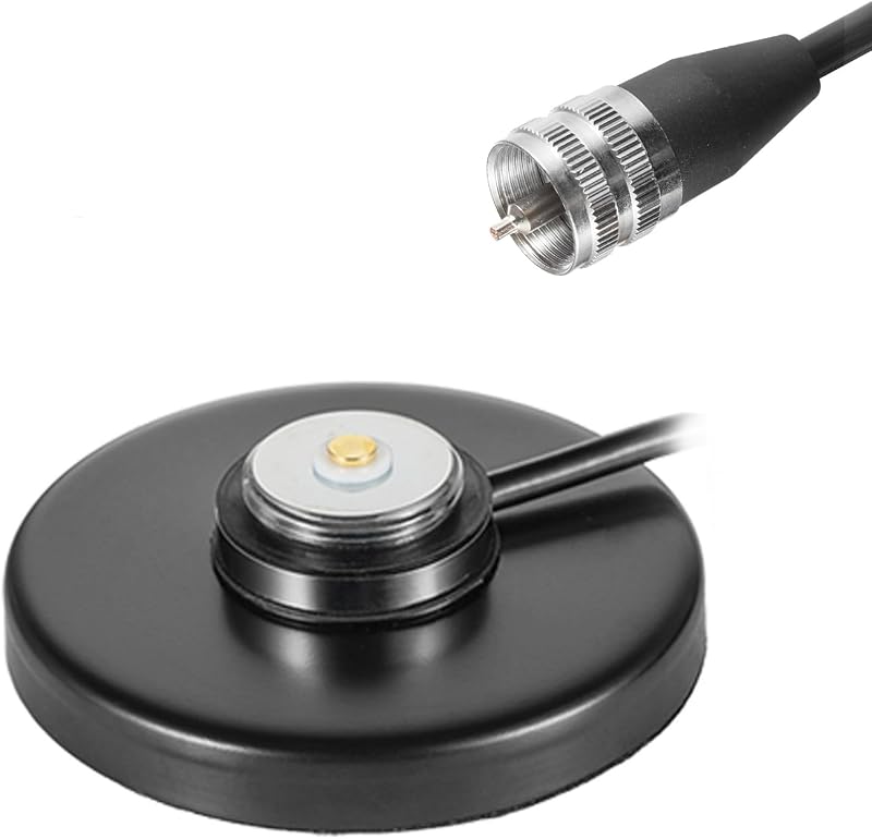 Soporte de base magnética NMO de alta resistencia con conector de enchufe PL-259, extensión de cable de 16.4 pies para automóvil, autobús, estación base CB Ham celular, radio, camión, antena de radio UHF VHF marina, Eifagur