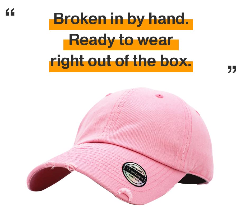 Image of KBETHOS Vintage Washed Distressed Cotton Dad Hat Baseball Cap Adjustable Polo Trucker Unisex Style Headwear