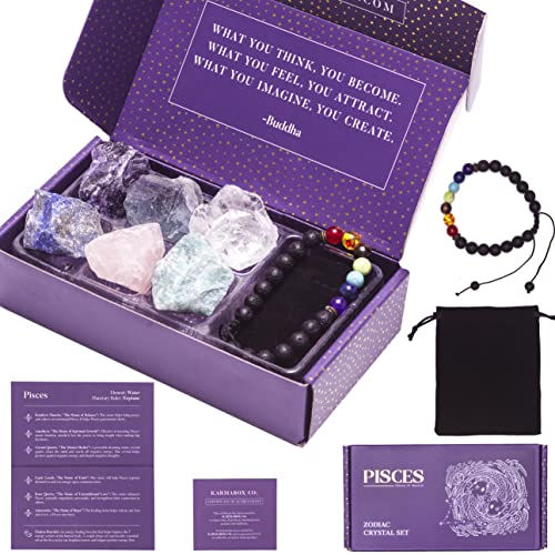 Pisces Gifts for Women - Pisces Crystal Healing Stone Gift Set - 12 Zodiac Signs - Zodiac Gifts - Astrology Gifts for Women - Horoscope Gifts - Birthday Gifts for Women
