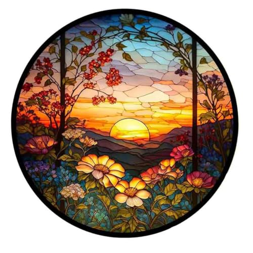 Tiwabb MUYAN6996 Stamped Cross Stitch Kits - Flower Mountain Sun Landscape Counted Cross Stitch Kits For Beginners Adults,11 Ct Patterns Dimensions Embroidery Kits Arts Craft Kits 13.8 X 13.8Inch cover