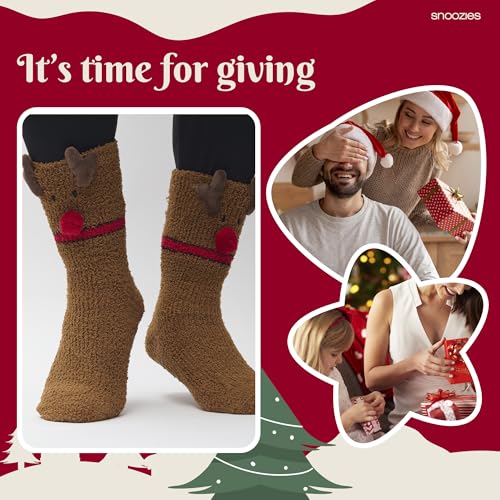 Image of Snoozies Fuzzy Funny Socks for Women, Christmas Sock 1 Pair, Cozy Winter Holiday