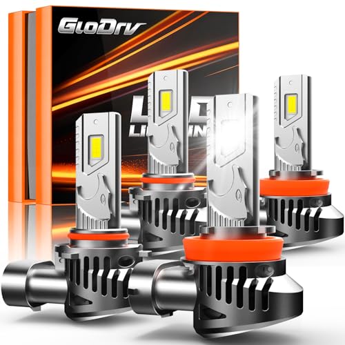 GloDrv 2026 Upgrade H-11 90-05 Light Bulbs for Cars, 95,000LM 1500% Ultra Brighter,6500K Cool White,1:1 Beam Pattern LED Fog Light, Plug and Play,Pack of 4