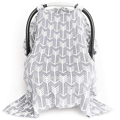 Image of Kids N’ Such Extra-Large Muslin Baby Car Seat Universal-Fit Cover Car Seat Canopy, Arrow