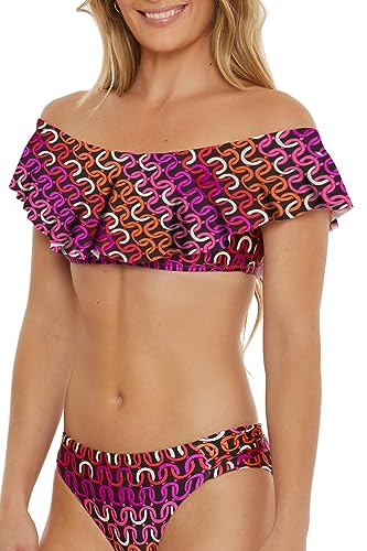 Trina Turk Women's Standard Echo Ruffle Bandeau Bikini Top, Off Shoulder, Swimwear Separates2
