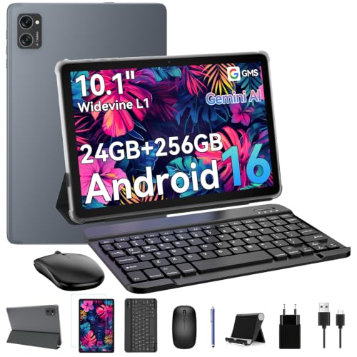 Image of T20 10.1 Inch Android Tablet,Massive 256GB ROM, Up to 24GB RAM, Octa-Core Processor, 10 inch HD IPS Display Tablet for Movies & Gaming, 5000mAh, 5G WiFi, GPS, Dual Camera, Type-C, Grey