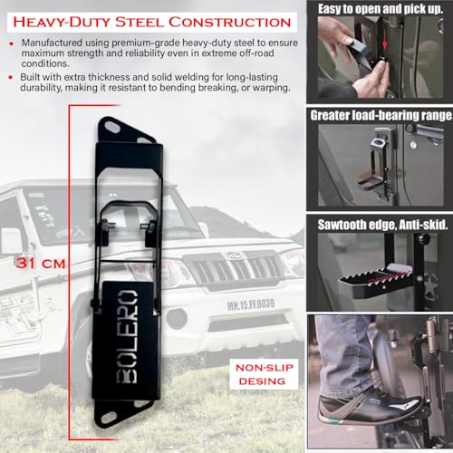 Image of Foldable Car Door Step for Mahindra Bolero 4x4 - Heavy Duty Rust-Proof Roof Access Pedal, Strong & Durable