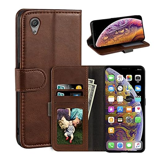 Fodral till Sony Xperia X F5121, magnetisk PU läder plånbok stil business telefonfodral, mode flip fodral med kortplats och ställ för Sony Xperia X Dual F5122 5 tum mörkbrun