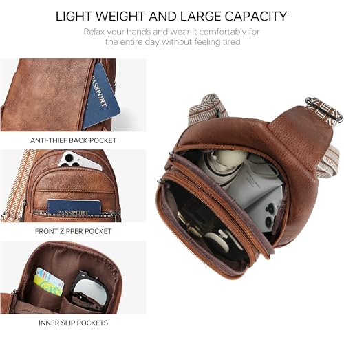 Image of GEMIU Sling Bag Crossbody Bags for Women Fanny Pack Backpack Anti Theft Over Shoulder Bag for Travel Brown