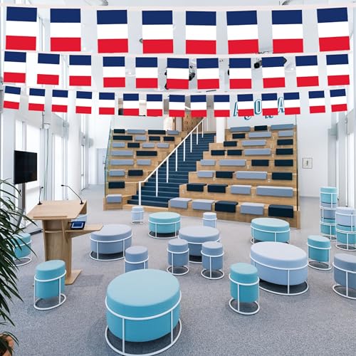 Image of 2 Pack France Flag Banner String Small Mini 66 Feet 60 Pcs French Hanging Flags Decoration