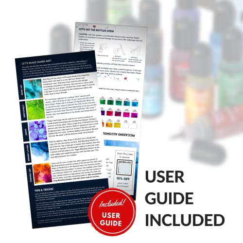Image of Alcohol Ink Set - New Improved Formula - 24 Highly Saturated, Fast-Drying, Permanent Inks for Epoxy Resin, Tumblers, Fluid Art Painting, Glass, Metal, and More