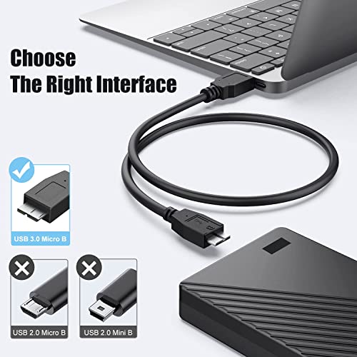 Image of FEDUS USB 3.0 A to Micro B SuperSpeed Cable for External & Desktop Hard Disk Drives Cable compatiable for WD /Seagate /Toshiba / /Hitachi External Hard Drives,Black