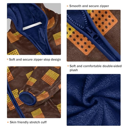 Square Grids with Holes Toddler Fleece Jacket Girl Boys Hooded Fleece Jacket Coat Warm Outwear Zip-up 3-10T3