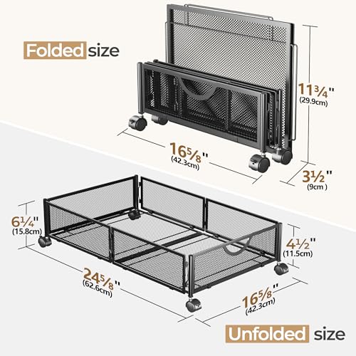 Yecaye-Under-Bed-Storage-with-Wheels-2-Pack-Under-Bed-Shoe-Storage-Organizer-Drawer-Tool-free-Assembly-Metal-Underbed-Storage-Containers-for-Clothes-Shoes-Toys-Black