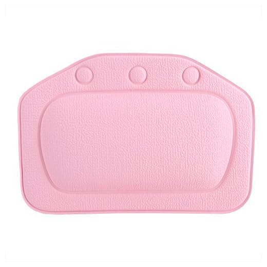 Almohada De Bañera Esponja De Espuma Suave De PVC Acolchado Reposacabezas De SPA Cabeza Almohada Cuello Trasero Sintética Cojín Baño Antideslizante con Ventosas (Rosa