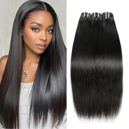 Extensions cheveux humains raides Lemoda 35cm | Tissage brésilien 100% naturel noir