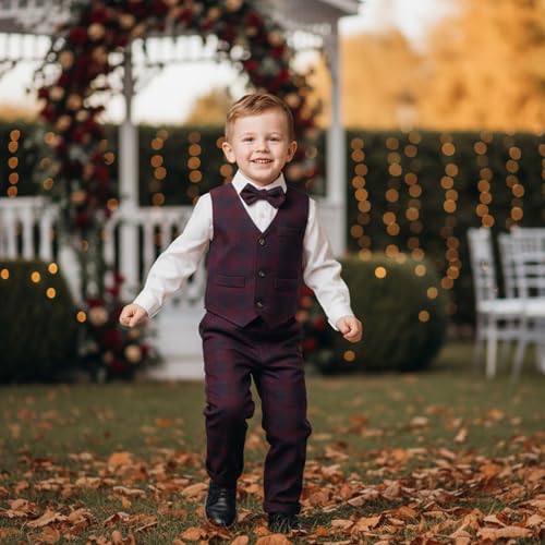 Image of Volunboy Toddler Suit Boys Formal Wedding Guest Dress Outfit | graduation dress clothes, gentleman ring bearer bowtie outfit, back-to-school pants set, birthday photoshoot dressy outfit