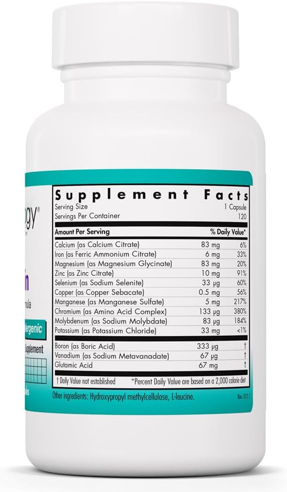 NutriCology MultiMin - Essential Mineral Blend with Macro Trace & Ultra Trace Minerals - Supports Mineral Balance Absorption & Cellular Function - 120 Servings - 120 Vegetarian Capsules