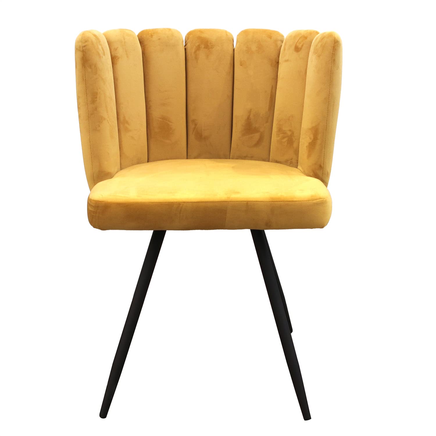 HOME DECO FACTORY - HD6520 Lote de 2 Sillas de Terciopelo Amarillo Capitoneado, Patas de Metal, Mobiliario Elegante para Salón, Comedor, Entrada, Dormitorio - 79 x 59,5 x 47,5 cm