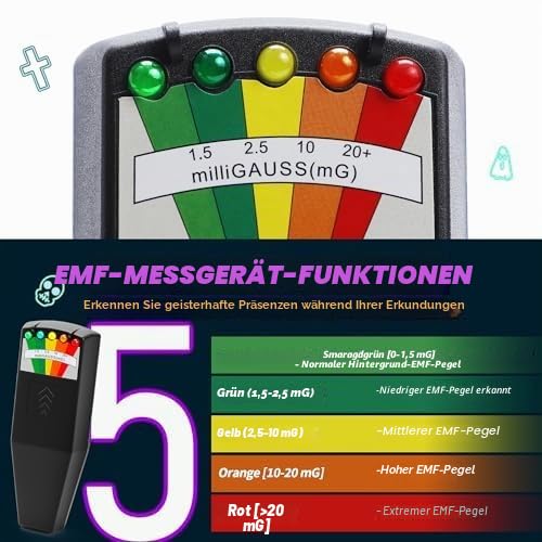 Professionelles 8-teiliges Geisterjagdausrüstungs-Set, Geisterjagd-Kit für paranormale Forschung, komplette Geisteruntersuchungsausrüstung mit EMF-Messgerät, Spirituosenbox und Rekorder