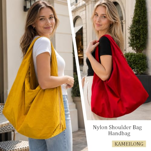 Image of KAMEILONG Large Nylon Hobo Bag Women Crescent Shoulder Bag Vintage Tote Bag Casual Shopper Handbag for Women