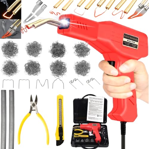 Machine de Soudage Plastique 220W/220V, Kit 2 en 1 Avec 800PCS Agrafeuse Chaude, Pour Réparation de Pare-Chocs de Voiture