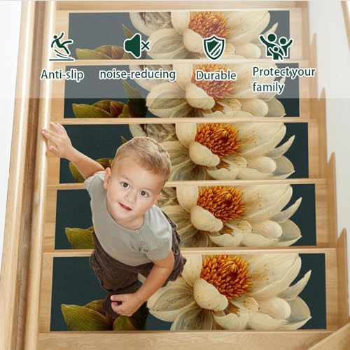 Alfombra resistente CHENZZZZ Bee and Flower para peldaños de madera de diseño interior 4