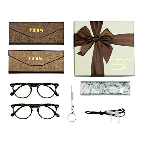 Image of YEIN 2 Pairs Of Bifocal Reading Glasses, Photochromic Gray Sunglasses, for Women /Men（Floral,0.00 /+1.25 Magnification）