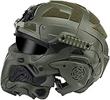 Taktischer Schutz-Integralhelm, Mit Maske, Headset, Brille, Nebellüfter, Für Airsoft Paintball,I