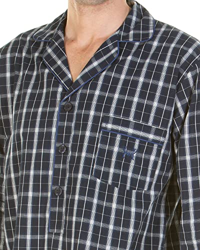 Pyjama Hommes Haigman en Popeline 100% Coton Léger Bleu