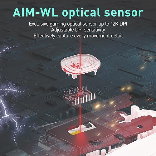 Image of DAREU EM901X Wireless Gaming Mouse with Charging Dock Rechargeable RGB,12K DPI,7 Programmable Buttons High-Precision Sensor [300IPS] [1000Hz] for PC Notebook Mac