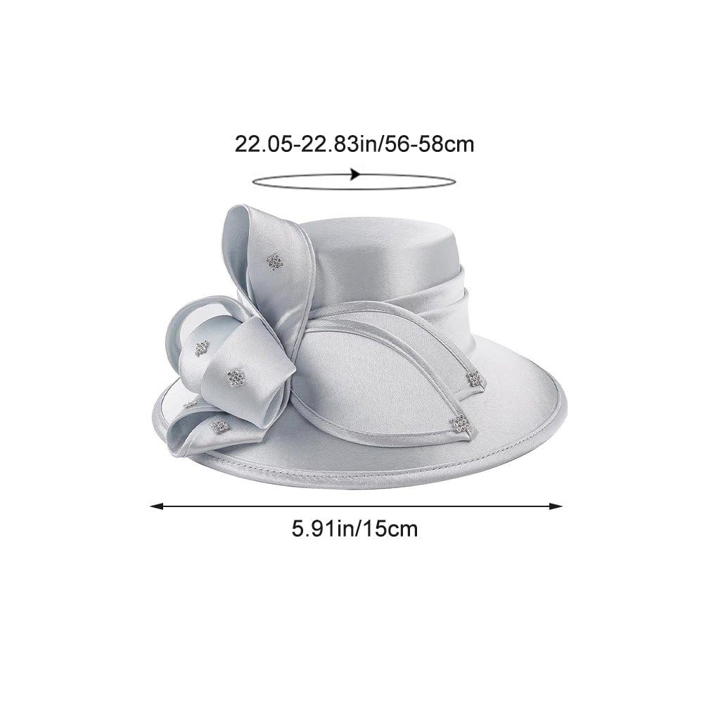 Wiywef Satin Cloth Church Hat Women Wide Brim Hat Elegant Wedding  Photography Hat Female Banquet Fancy Fascinator Formal Hat at Amazon Women's  Clothing store