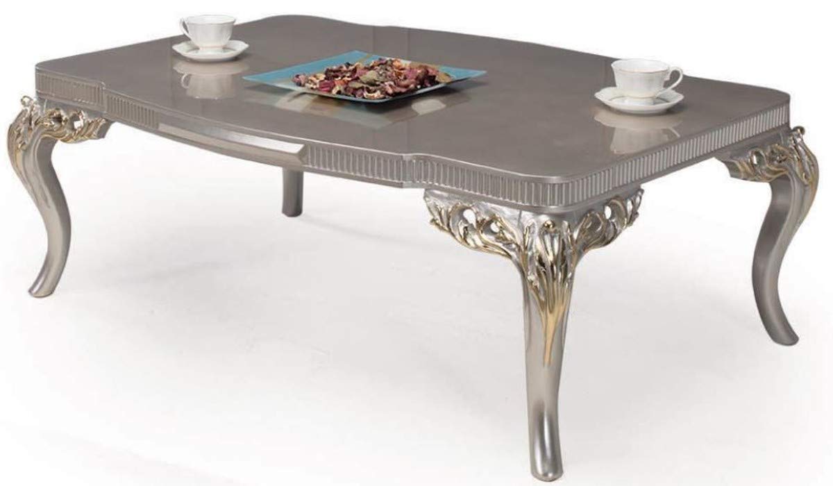 Casa Padrino Mesa de Centro Barroco de Lujo Plata/Oro 120 x 86 x A. 45 cm - Mesa de salón Adornada en Estilo Barroco - Muebles Barrocos