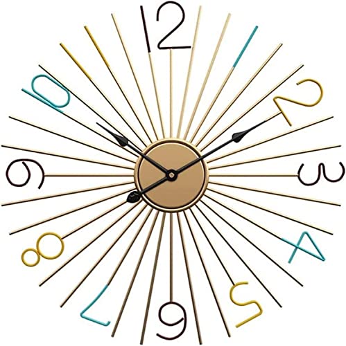 Horloge murale moderne mécanisme silencieux en métal doré relief 3D