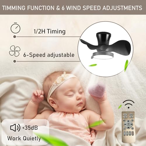 Ventilateur de plafond noir réversible avec éclairage LED et télécommande pour salon