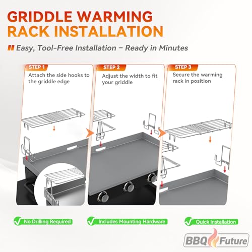 Griddle Warming Rack for Blackstone Griddle, Adjustable Griddle Accessories Cooling Warmer Rack for Black stone Weber and Most Tabletop Flat top 17 22 28 36 Inch Gas Grills
