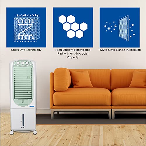 Image of BLUE STAR Premia 27 Litres Tower Air Cooler PA27PMC with Cross Drift Technology and PM2.5 Silver Nano Purification, White