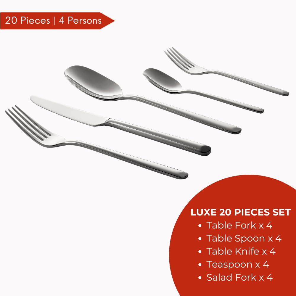 Amazon.com | BX Luxe 20-Piece Stainless Steel Flatware Set, 18/10