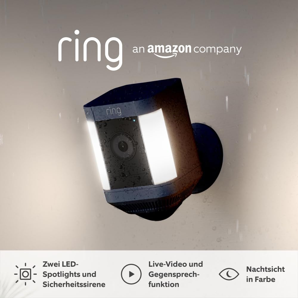 Ring Spotlight Cam Plus Battery | Überwachungskamera aussen mit WLAN, HD-Video, Sicherheitskamera mit LED-Flutlicht, Nachtsicht in Farbe… – Ansicht 2