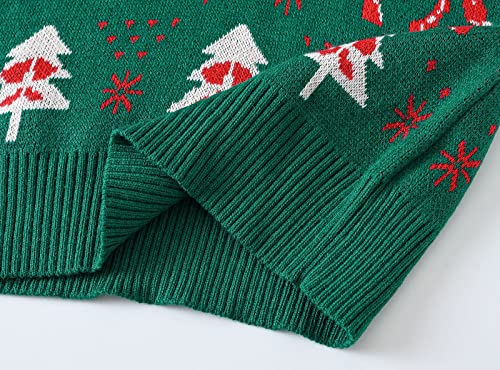 Toddler Boy Girl Christmas Sweater Long Sleeve Round Neck Blouse Deer Print Knit Pullover (Green, 5-6 Years) j19r3