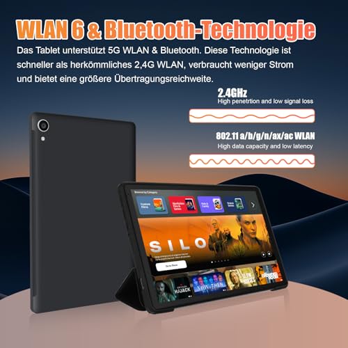 Yicty Android 14 Tablets 10 Zoll Tablet PC, 14(4+10) GB RAM+128GB ROM(1TB TF), Octa Core 2.0 GHz/1280 * 800 HD IPS/WiFi 6/BT 5.3/5000mAh/5MP+8MP/OTG/Typ C Kopfhöreranschluss,Tablet mit Tastatur