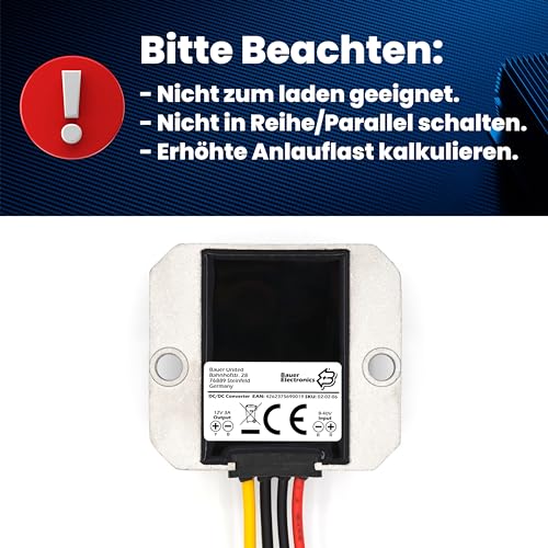Bauer Electronics | DC-DC 8V-40V zu 12V Spannungs-wandler 3A 36W | Spannungs-regler 18-V 12-V 12-V Converter Spannungs-stabilisator Spannungs-begrenzer 24-V Step-down Step-up Buck Boost Volt