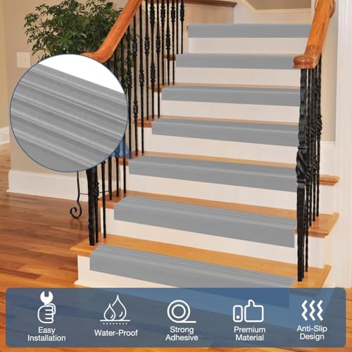 Profilé d'escalier en caoutchouc gris auto-adhésif pour sécuriser les marches