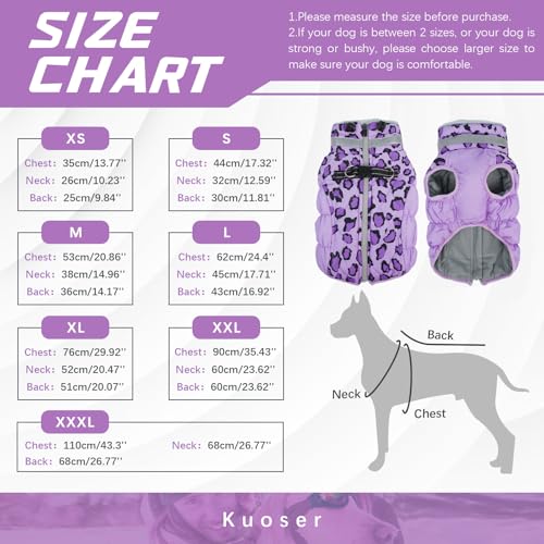 Kuoser Hundemantel Winter für kleine Hunde Wasserdicht & Winddicht, Warme Hundejacke mit Fleecefutter Reflektoren Reißverschluss, Pelzkragen & D-Ring – Outdoor Hundebekleidung, S