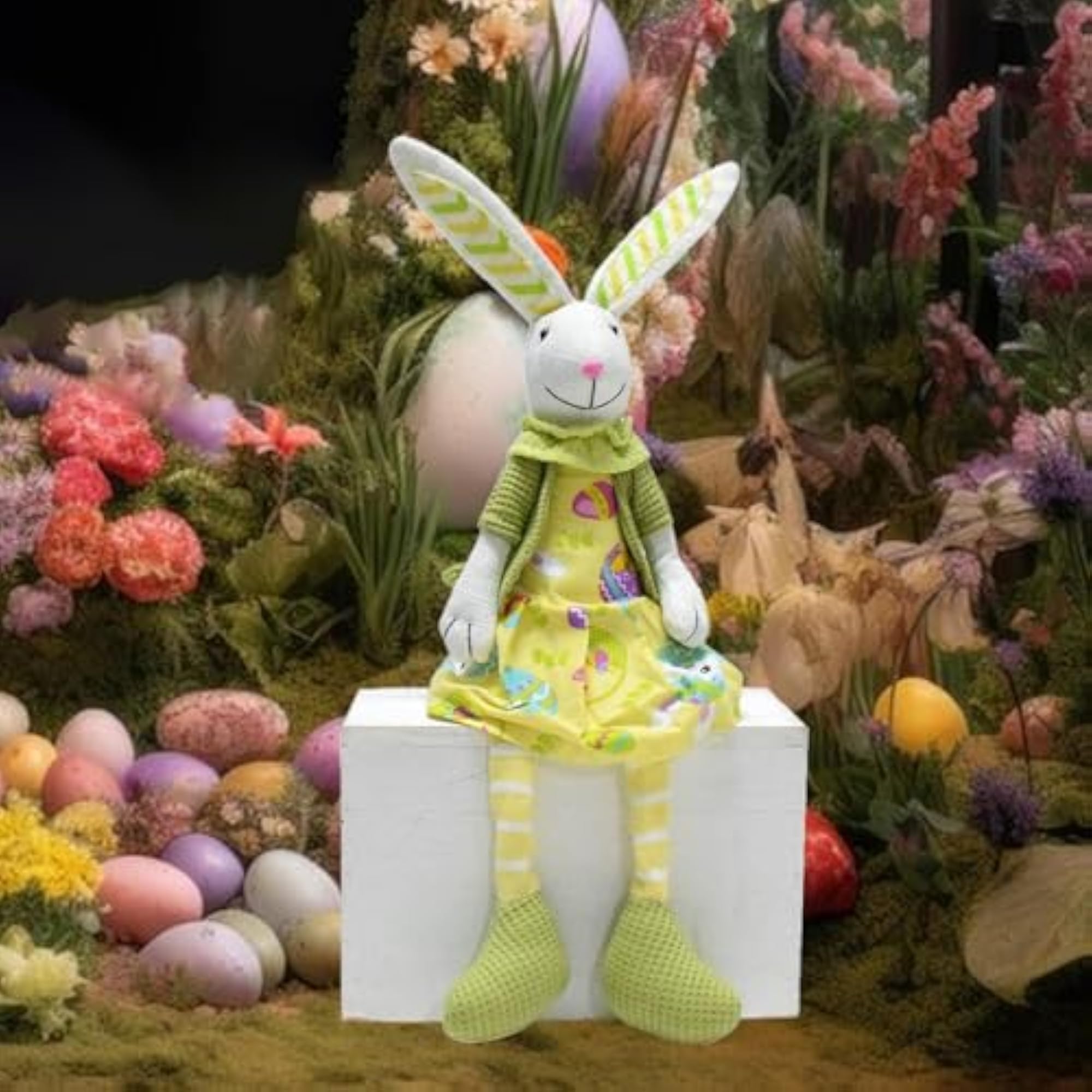 Bunny Figurine Ornament Cute Stuffed Animal Toy for Easter