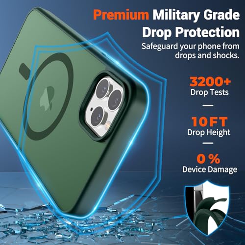Image of SUPFINE Magnetic for iPhone 11 Pro Max Case Forest Green | (Compatible with MagSafe)(Military Grade Drop Protection)Shockproof Translucent Matte Phone Cover