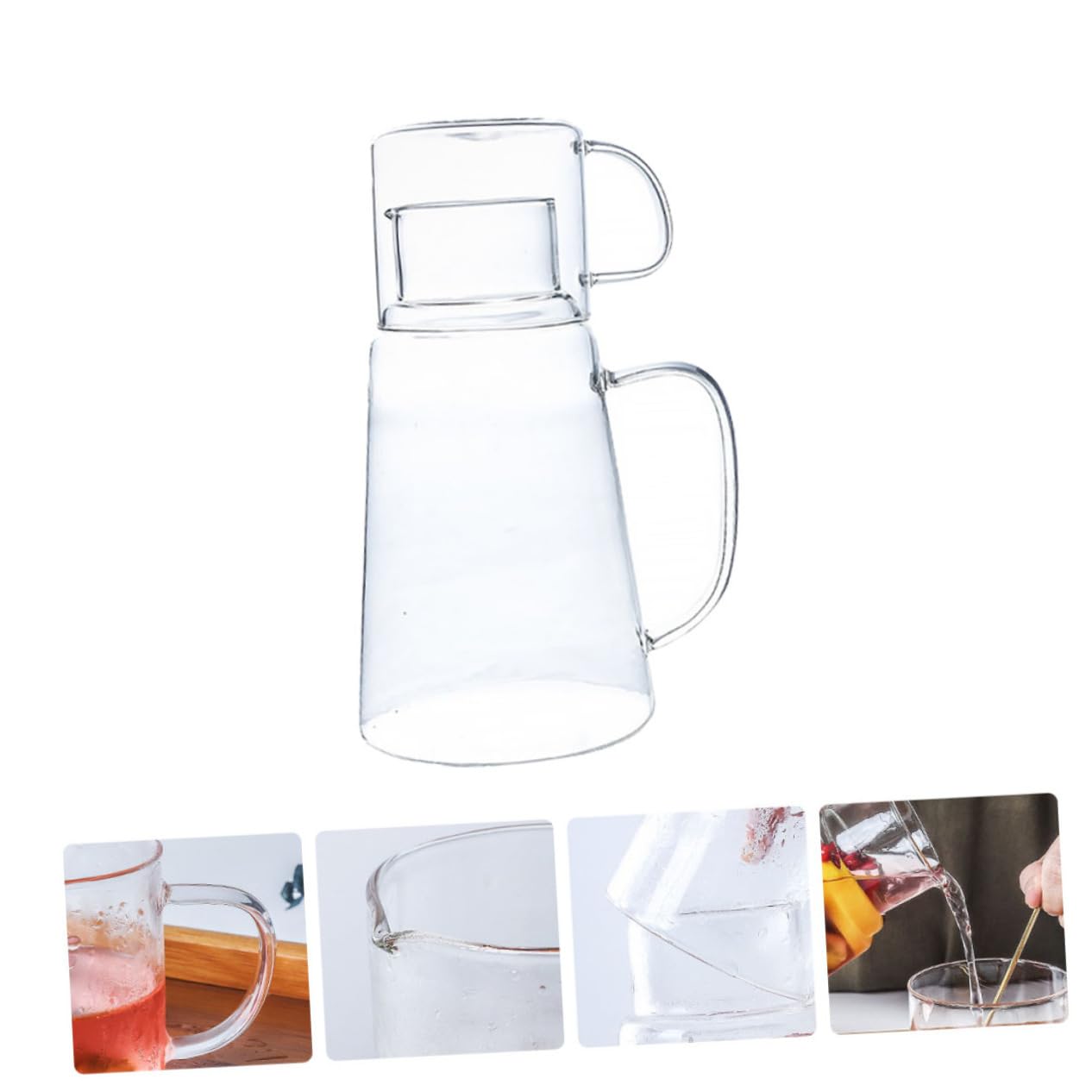 1juego Jarra De Vidrio Para Agua Fría Diseño De Gran Capacidad Para Jugos y Cervezas Para Fiestas y Picnics Sin Fugas y Resistente Temperaturas Frías y Calientes