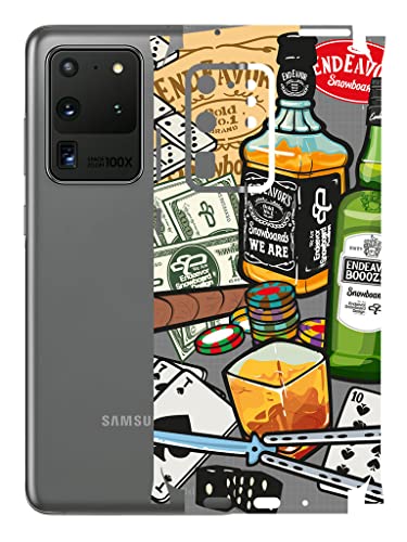 Image of AtOdds - Samsung Galaxy S20 Ultra Mobile Back Skin Rear Screen Guard Protector Film Wrap (Coverage - Back+Camera+Sides) (Wine Graffiti)