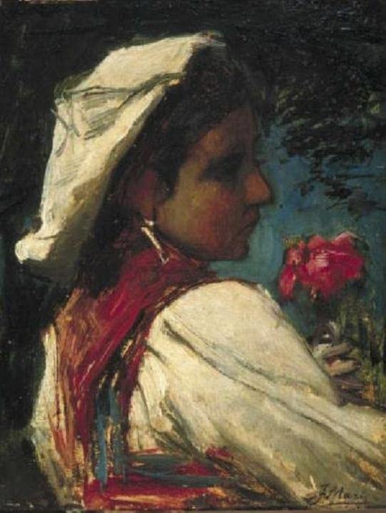 Prints toile peinture murale Fille italienne Jacob Henricus Maris affiche salon 60x90