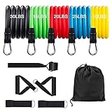trainingsplan {11PCS Widerstandsbänder eingestellt} Diese Workout-Bänder haben 5 Farben, Gelb (10 lb), Grün (15 lb), Rot (20 lb), Blau (25 lb), Schwarz (30 lb). Alle Übungsbänder können einzeln gestapelt oder in beliebiger Kombination verwendet werden. Es kann an Ihre eigenen Bedürfnisse angepasst werden.